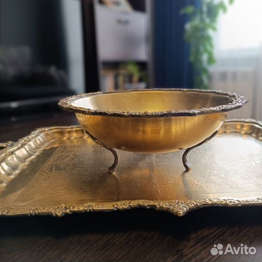 Поднос и чаша латунь СССР