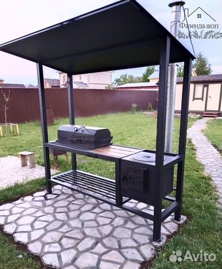 Мангал лофт с печью под казан