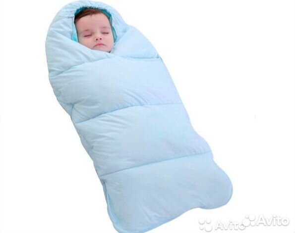 Новый конверт на выписку тёплый голубой 85см