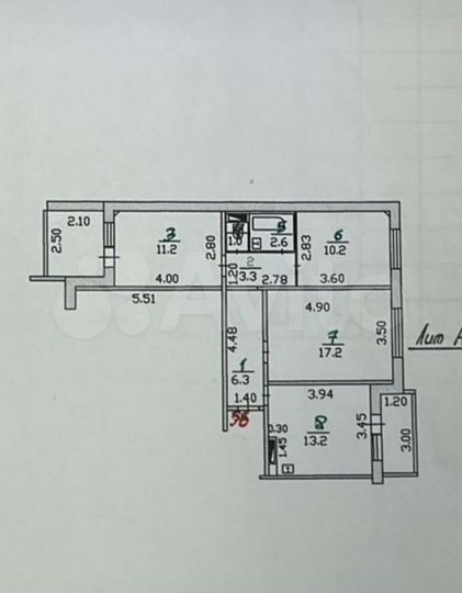 3-к. квартира, 65 м², 4/9 эт.