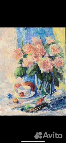 Картина масло « Розовый натюрморт с конфетами»