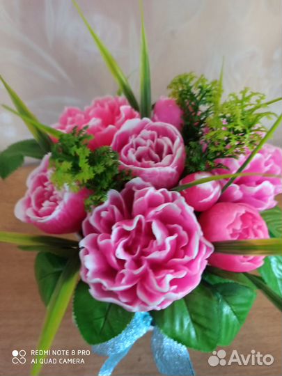 Мыльный букетик пионов ручной работы