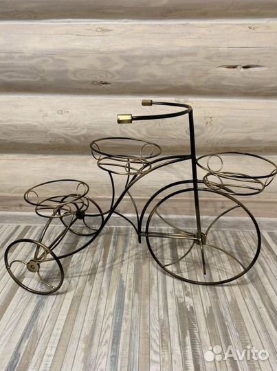 Подставка для цветов кованый велосипед на 3 кашпо