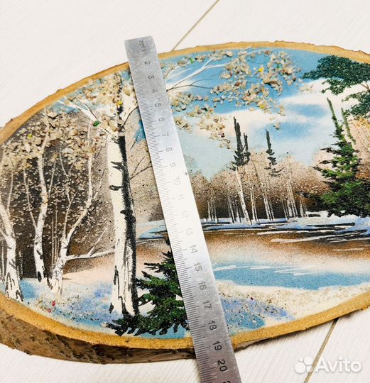 Панно спил дерева картины зима лето