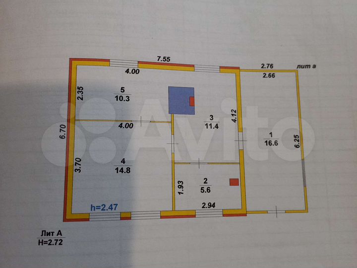 Дом 58,7 м² на участке 26,5 сот.