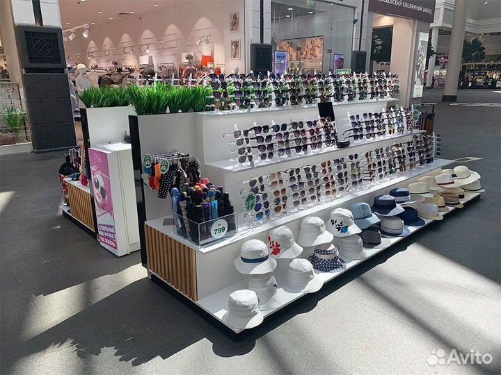 Торговый остров с шапками, витрина для шапок, остр