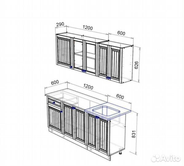 Кухонный гарнитур 1,8 м прямой Новый / Гарантия 1г