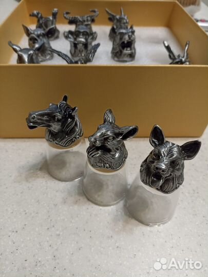 Рюмки стопки перевертыши с головами животных 12 шт