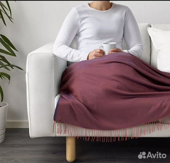 Плед шерстяной IKEA Лённмолла новый