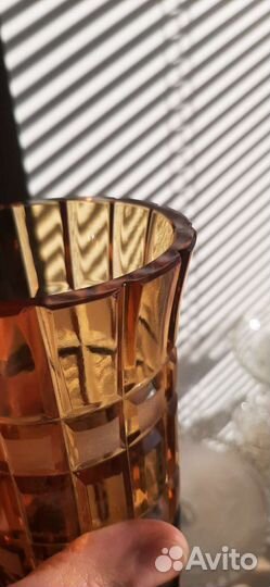 Ваза Бисер медовый хрусталь гхз линза