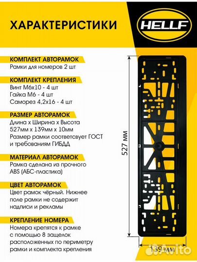 Рамка для номера автомобиля черная 2 шт