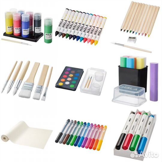 Фломастеры, карандаши, краски, бумага IKEA