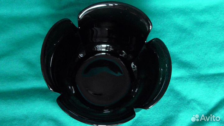 Конфетница чёрное стекло СССР