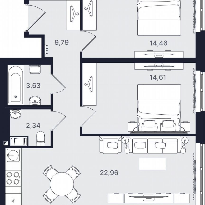 3-к. апартаменты, 67,8 м², 13/24 эт.