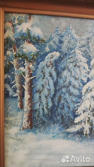 Картина маслом на холсте Зимний пейзаж