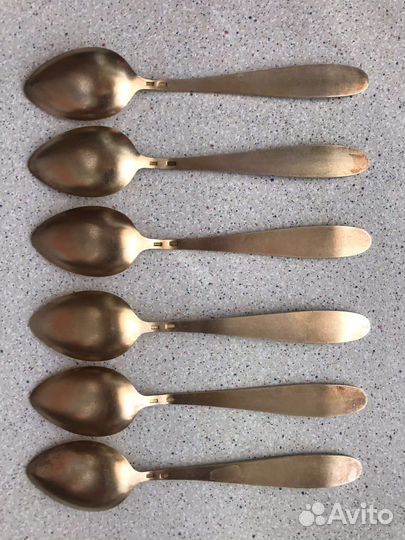 Чайные Ложки серебро 875 с позолотой