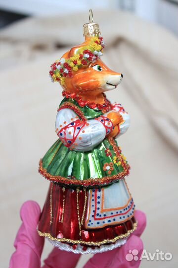 Елочные игрушки Irena Лиса в веночке