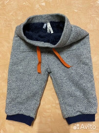 Брюки теплые вязаные с утеплителем р.60 на 2-3 мес