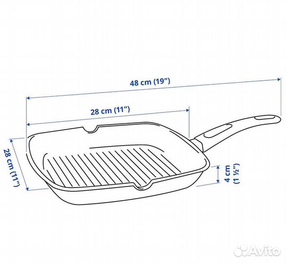Сковорода для гриля - IKEA hemlagad, 28x28 см