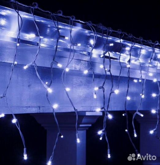 Фасадное освещение. Монтаж. Гирлянда бахрома