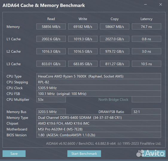 Комплект Msi PRO A620M-E+Ryzеn 5 7600Х+16 Гб DDR5