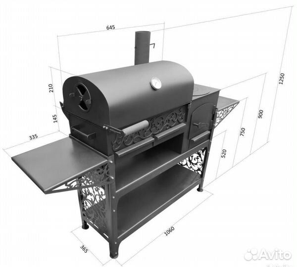 Мангал гриль пкм смокер стандарт с печкой
