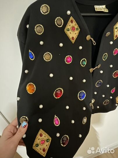 Винтажный жакет женский 44-46 с кристаллами