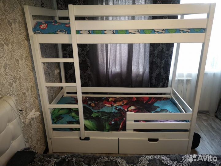 Кровать 2-ярусная, массив сосны