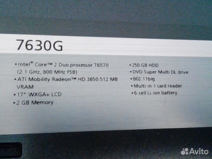 Ноутбук Acer Extensa 7630 17