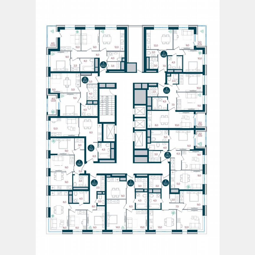 2-к. квартира, 39 м², 24/32 эт.