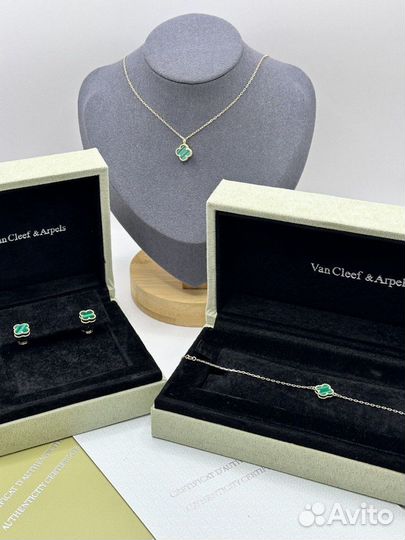 Золотое колье Van Cleef Ван Клиф малахит