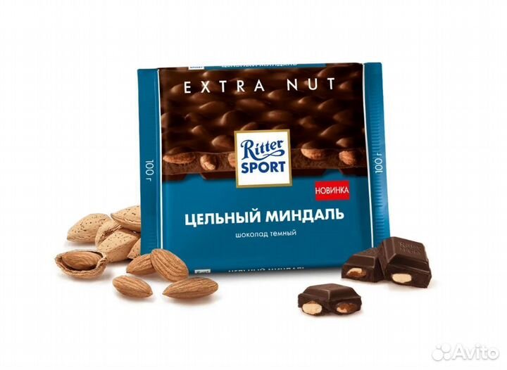 Ritter Sport Тёмный Цельный Миндаль 100 г