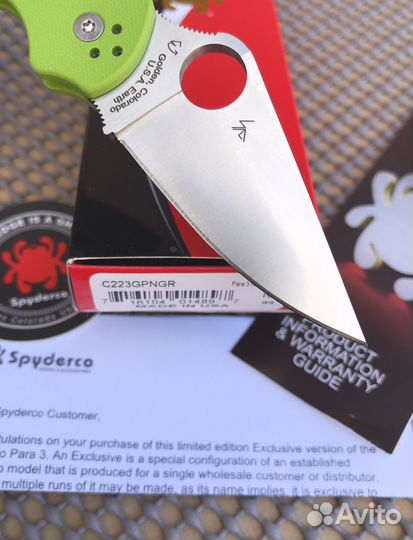 Нож spyderco para 3 neon CPM20CV exclusive