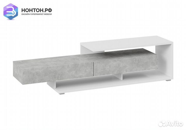 Тумба под тв Монтана тип 4 белый / ателье светлый