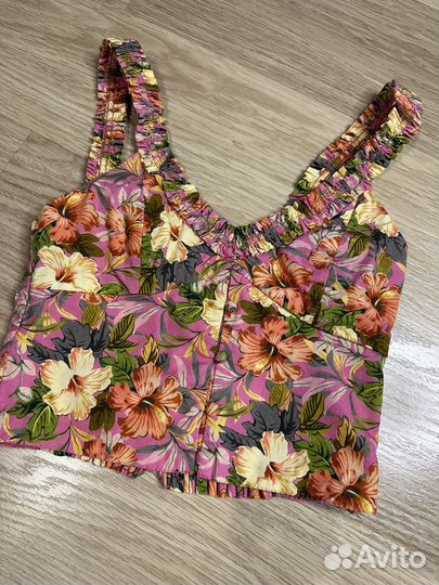 Топ Zara хлопок розовый s майка кроптоп