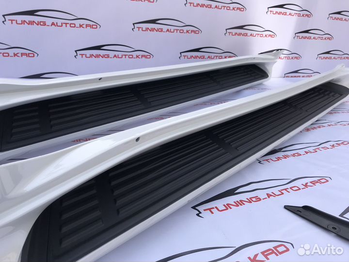 Подножки Toyota Land Cruiser Prado 150/GX460 стиль GX (белые)