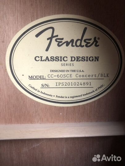 Гитара Fender CC-60SCE Concert/BLK
