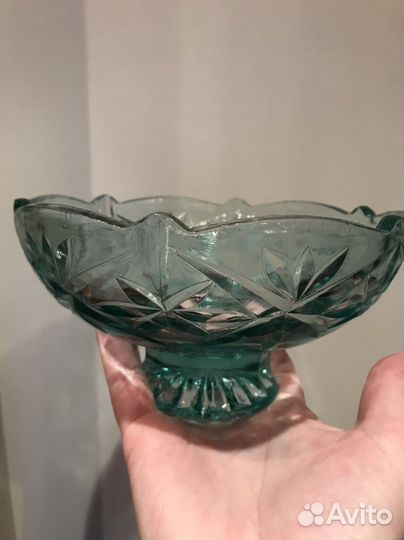 Вазочка купоросное стекло времен СССР