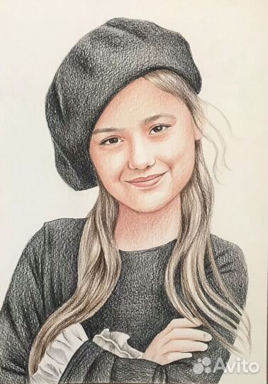 Портрет по фото цветными карандашами