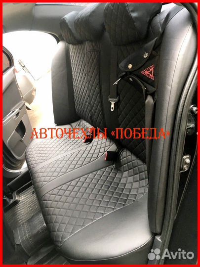 Чехлы Mitsubishi Lancer 10 1 из экокожи чёрные Ром