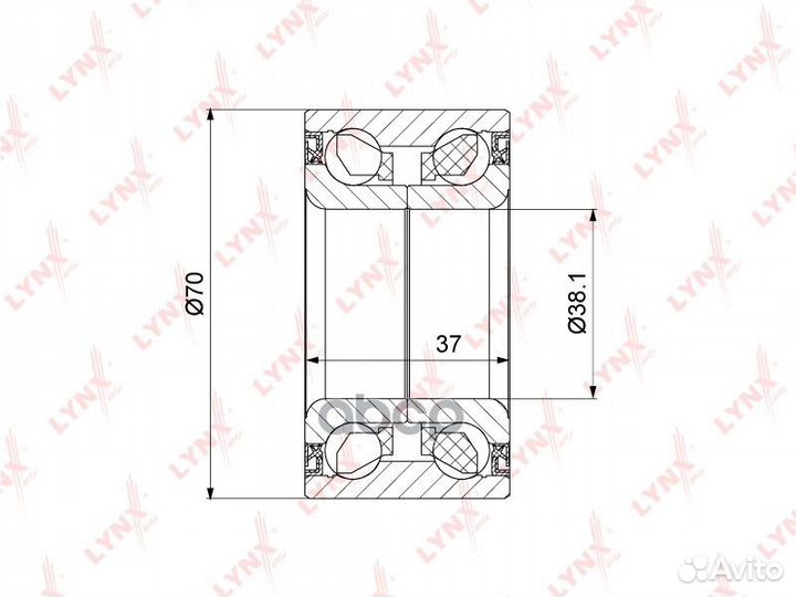 Подшипник ступицы передний (37x38x70) hyundai A