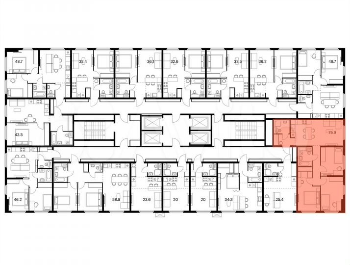 3-к. квартира, 75,9 м², 2/25 эт.