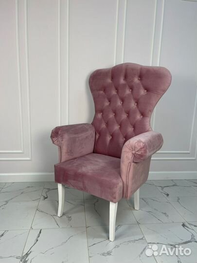 Кресло-трон Компакт, бархат пыльная роза