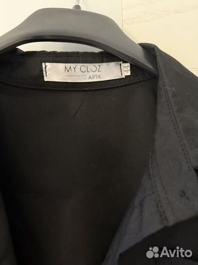 Укороченная черная рубашка хлопок