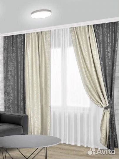 Комбинированные шторы мрамор готовые