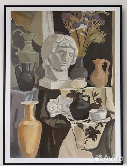 Картина интерьерная натюрморт с гипсовой головой