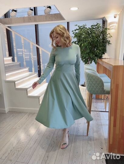 Платье миди полусолнце на корсете тиффани