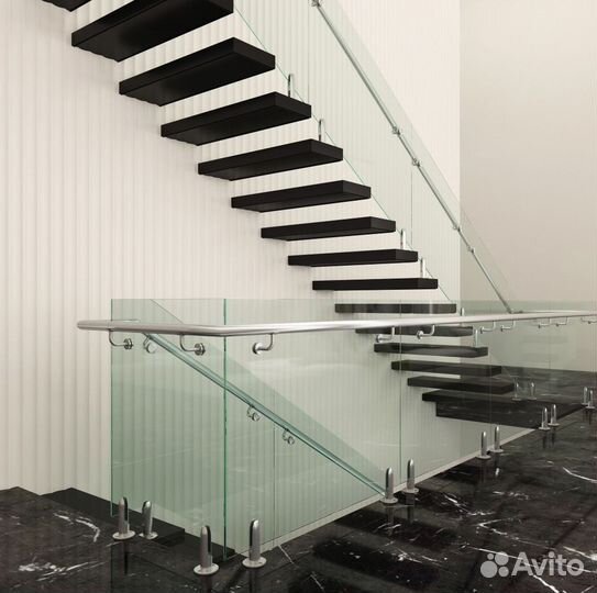 Ограждение для лестницы стеклянное
