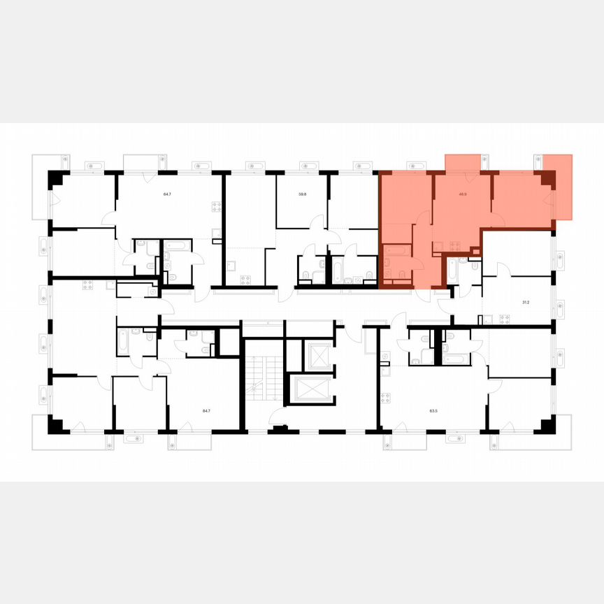 2-к. квартира, 48,9 м², 9/22 эт.