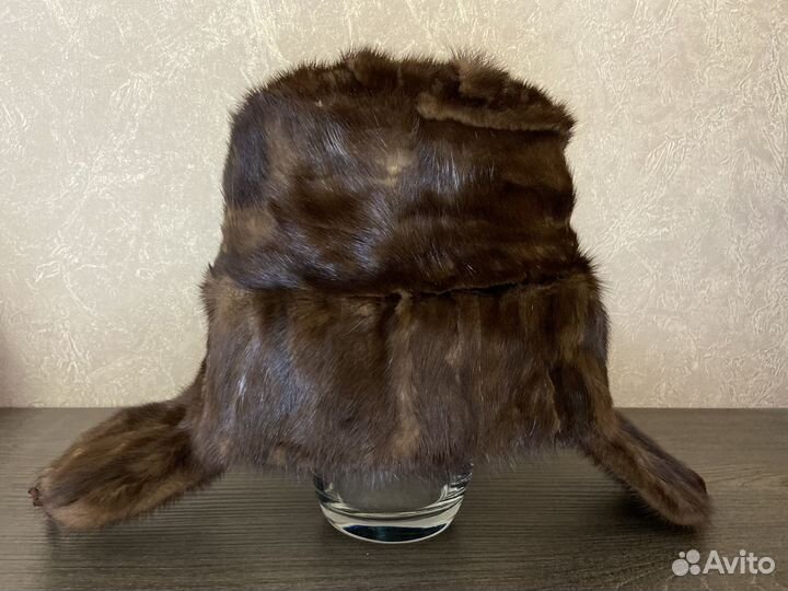 Норковая шапка-ушанка мужская